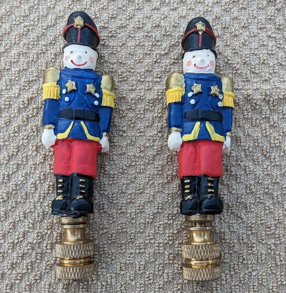 Nutcracker Lamp Finial Decorative SetOf2 Original Package Solid Brass Base aug23