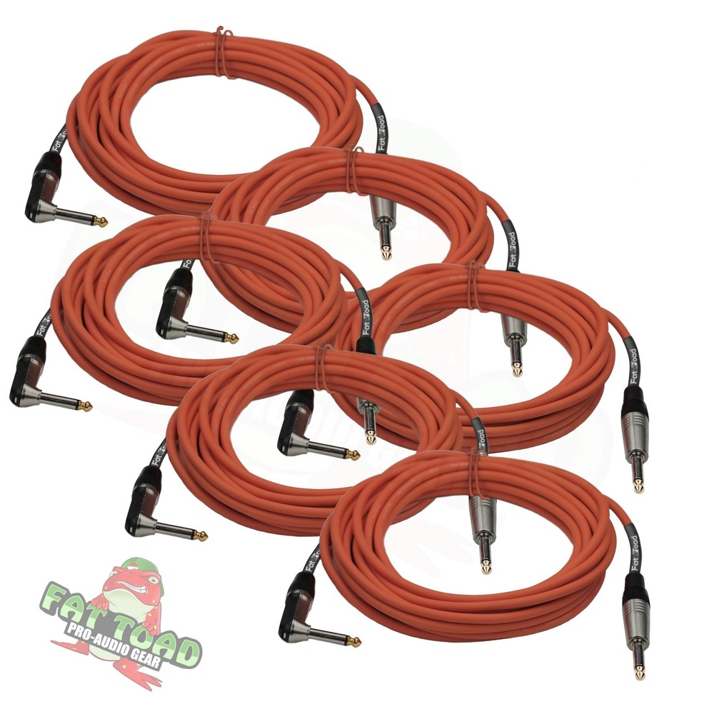 FAT TOAD Guitar Cables Right Angle 20FT 1/4 Jack Cords Instrument Speaker Wires