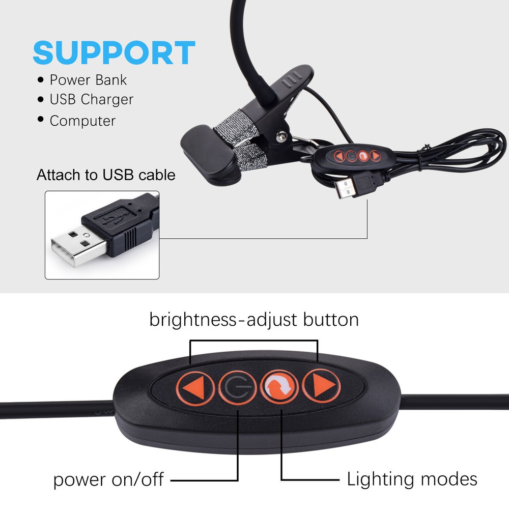 14LED Brightness 310lm Clip-On Book Light Adjustable Diffused Reading Lamp