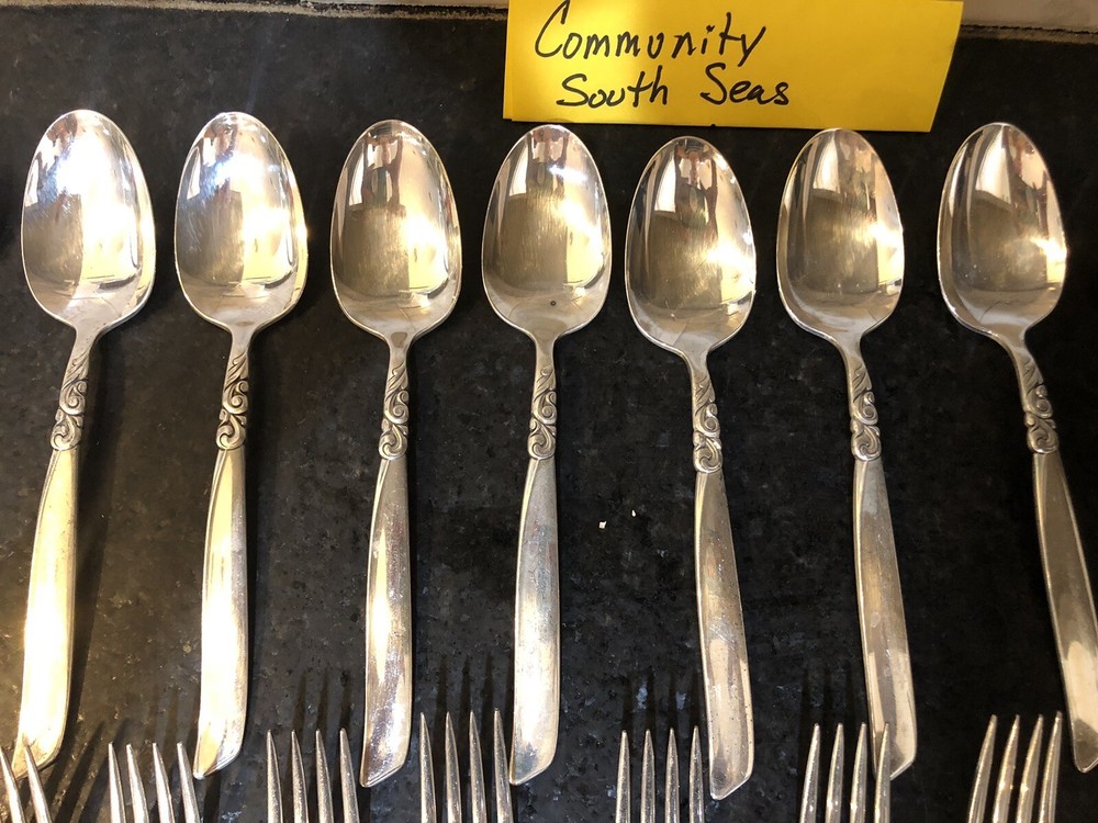 Vintage Oneida Community South Seas Silverplate Flatware Set 50 Pc