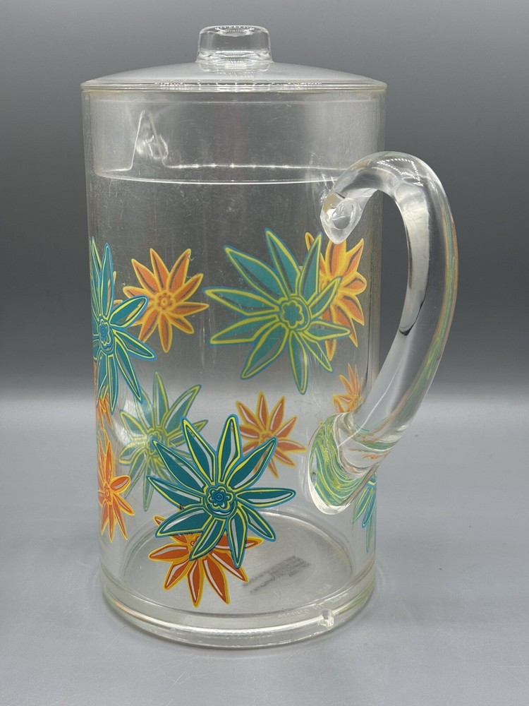 Vintage MCM Plastic Floral Pitcher