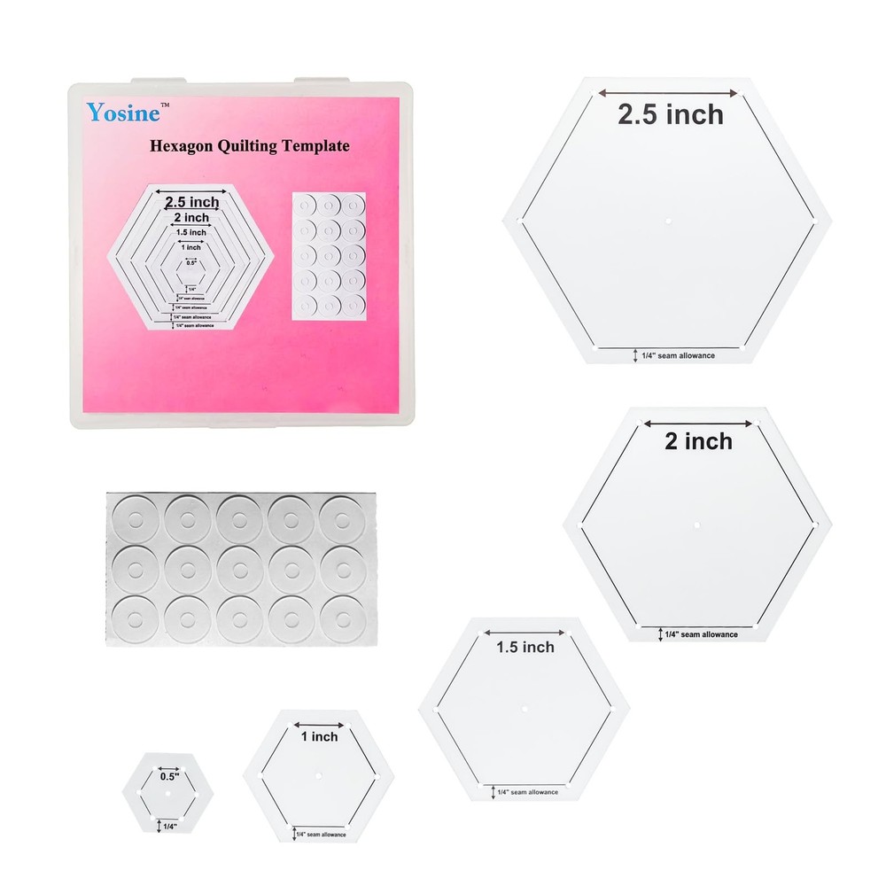 Hexagon Quilting Templates Set Acrylic Patchwork Sewing Craft Tool Kit
