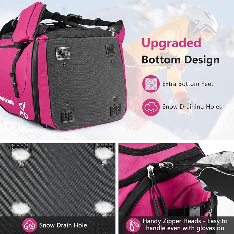 Ski Boot Backpack Waterproof Durable W/ Extra Pockets Helmets Accessories New