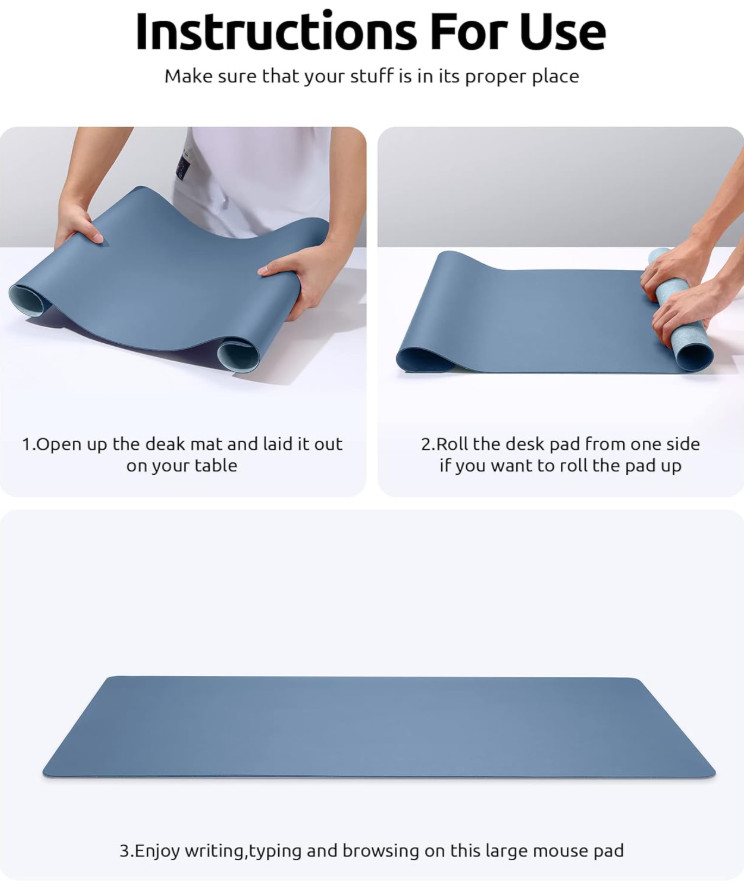 YSAGi Leather Desk Protector, Office Mat ( Blue)