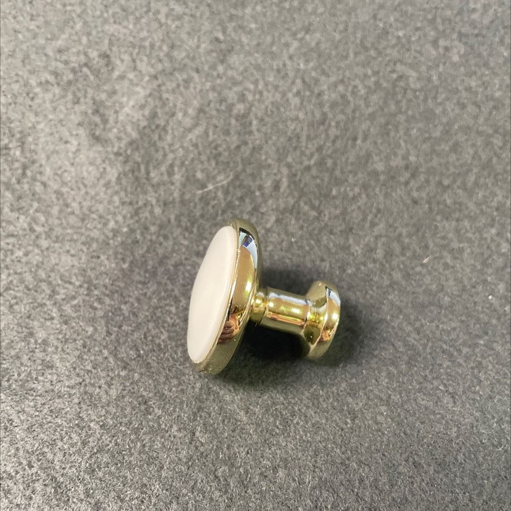 (12-Pack) 1-1/4" White Plastic Insert Knob Polished Brass