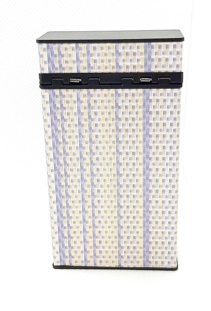 Fujima Textured Blue Striped Design Push Open 100s Size Cigarette Case