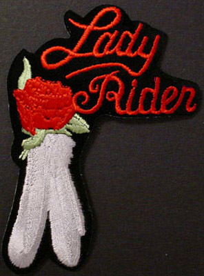 LADY RIDER- RED MOTORCYCLE PATCH BIKER PT228RD