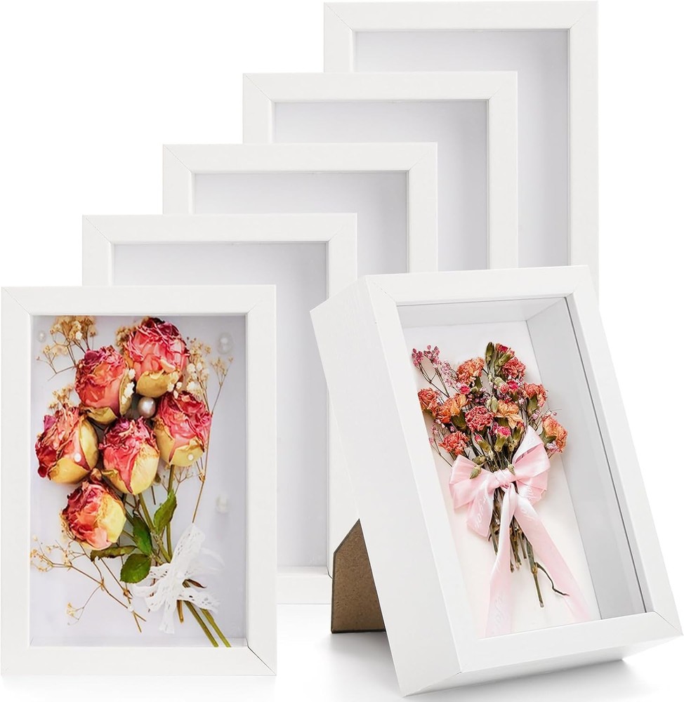 Shadow Box Frame 6 Pack Small Wooden Picture Frame Display Case for Photos