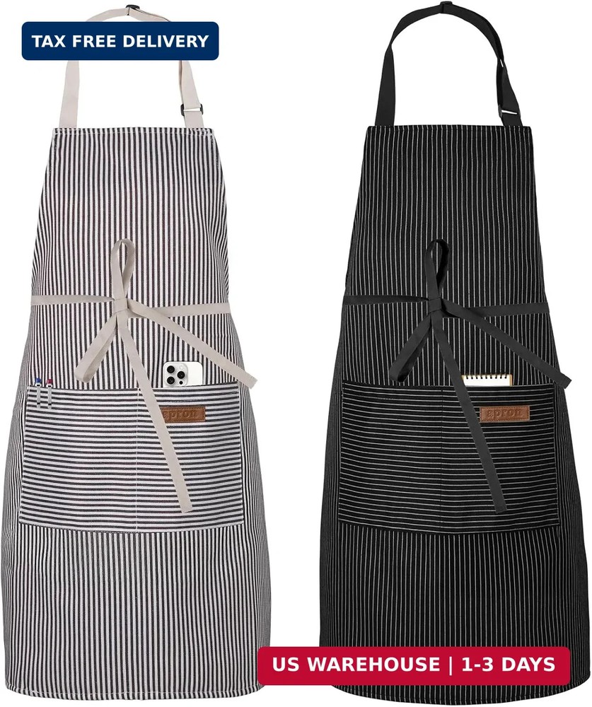 Serrenf 2 Pack Apron, Cooking Kitchen Aprons, Adjustable Bib Apron with 2 Pocket