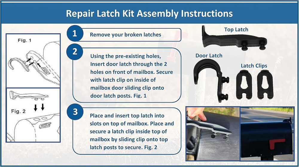 Mailbox Latch Repair Kit Solar Group Replacement Plastic Catch Fix Set