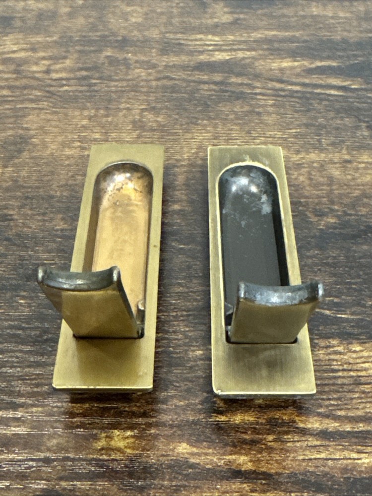 Drexel Passage Door Pulls 2 Brass Handle Campaign KCB N15812 Vintage Replacement