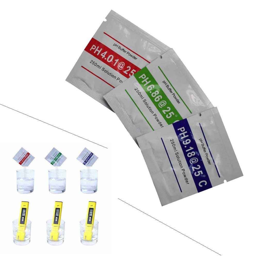 15 Pack pH Buffer Powder Calibration Solution 4.01 6.86 9.18 for Meter Tester
