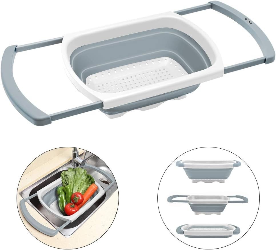 Collapsible Colander Over The Sink Silicone Kitchen Strainers & Colanders