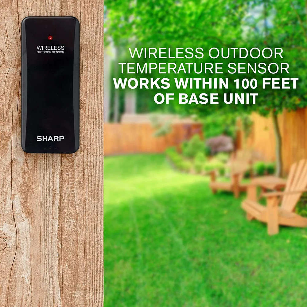 SHARP Atomic Weather Station Wireless Technology, 5-Function, w/ Outdoor Sensor