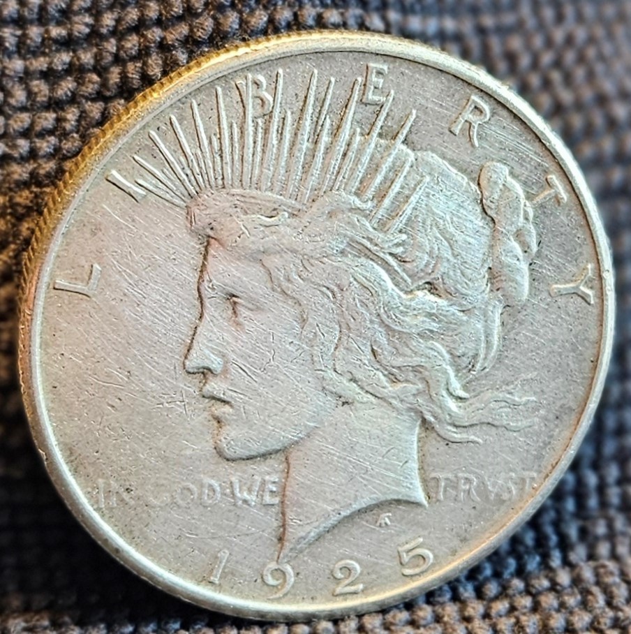 1925 S Peace Silver Dollar- Fineness .90- Cleaned