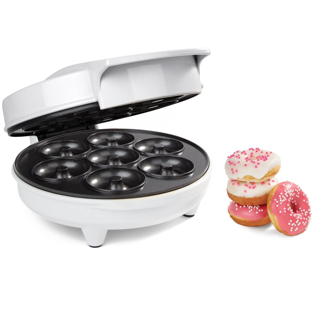 Mini Donut Maker- Electric NonStick Surface Makes 7 Small Doughnuts- Decorate...