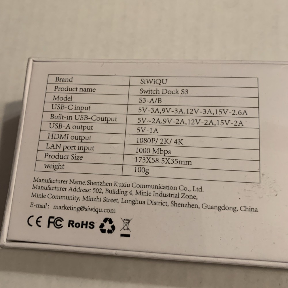 SIWIQU Switch Dock S3 Sealed For Nintendo Switch