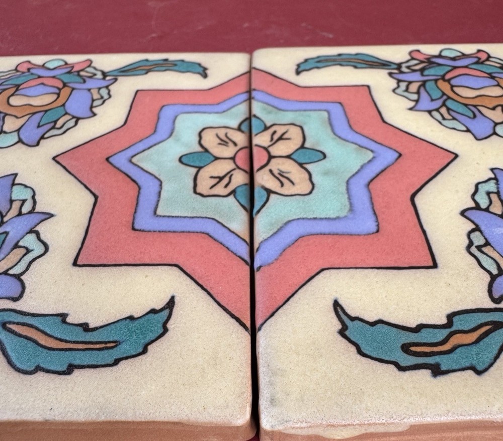 2 California Pottery Art Tiles 5”