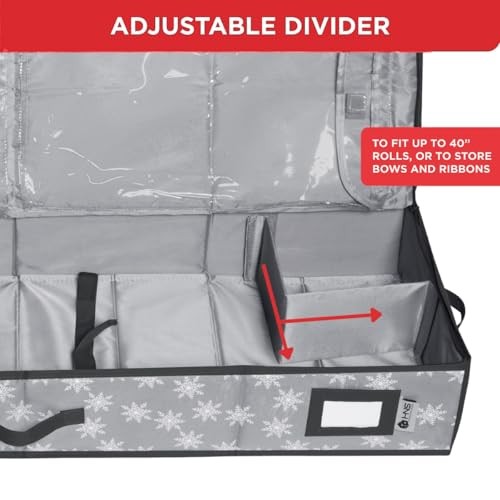 HOLDN’ STORAGE Premium Wrapping Paper Storage Container - Grey/White Snowflake