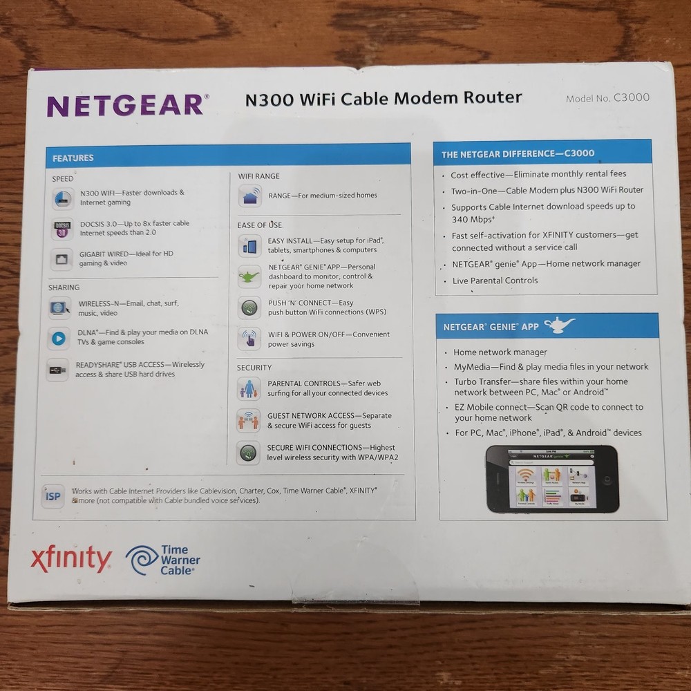 Netgear N300 WiFi cable Modem Router