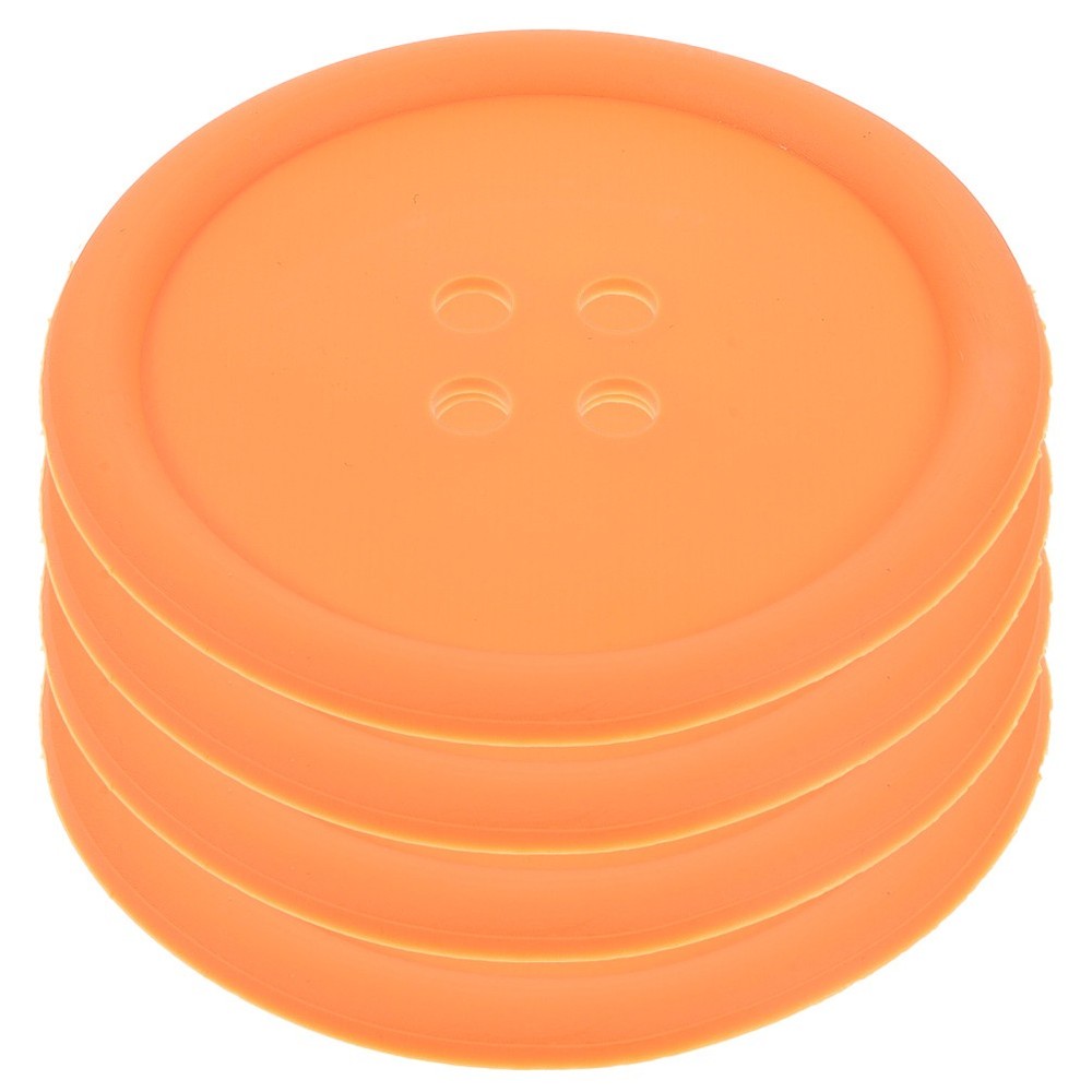 4 Pcs/Pack Silicone Round Coasters Pad Cup Pads Button Shape Mat