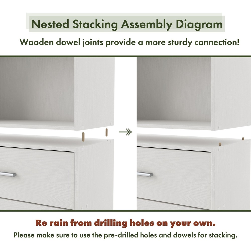 Brooks Stackable 6-Cube Wood White Bookcase