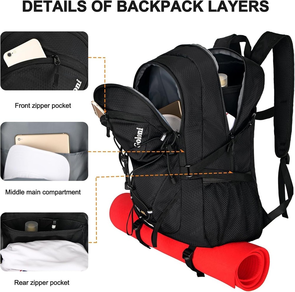 45L Hiking Backpack Lightweight Foldable, Waterproof Camping Backpack with Ra...