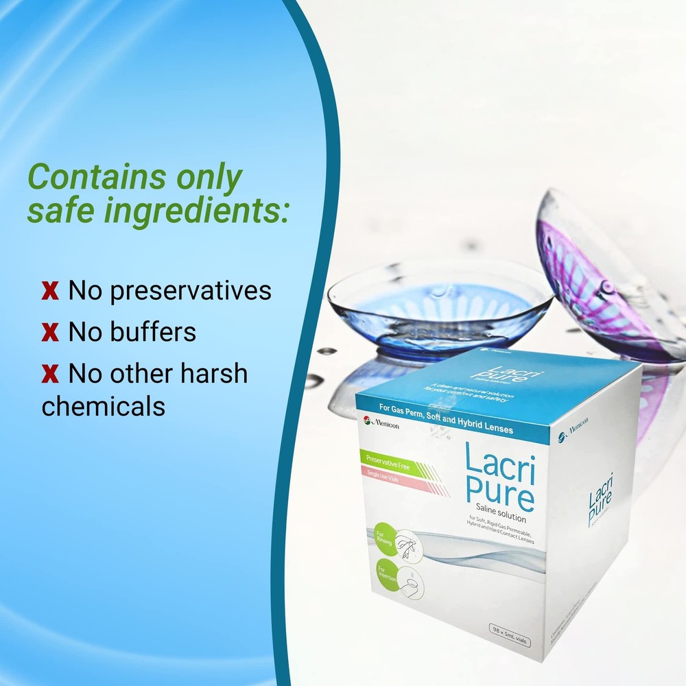 Saline Contact Lens Solution 98 Vials 5ml for Rinse & Insertion