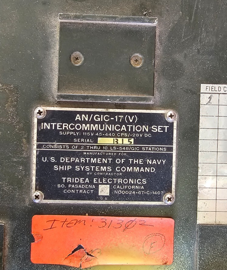 Vintage US Navy Intercommunication Set AN/GIC 17(V) Tridea Electronics