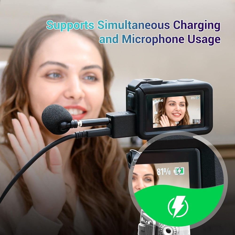DJI Osmo Action 5 Pro Mic Adapter – 3.5mm Input with Type-C Charging Capability