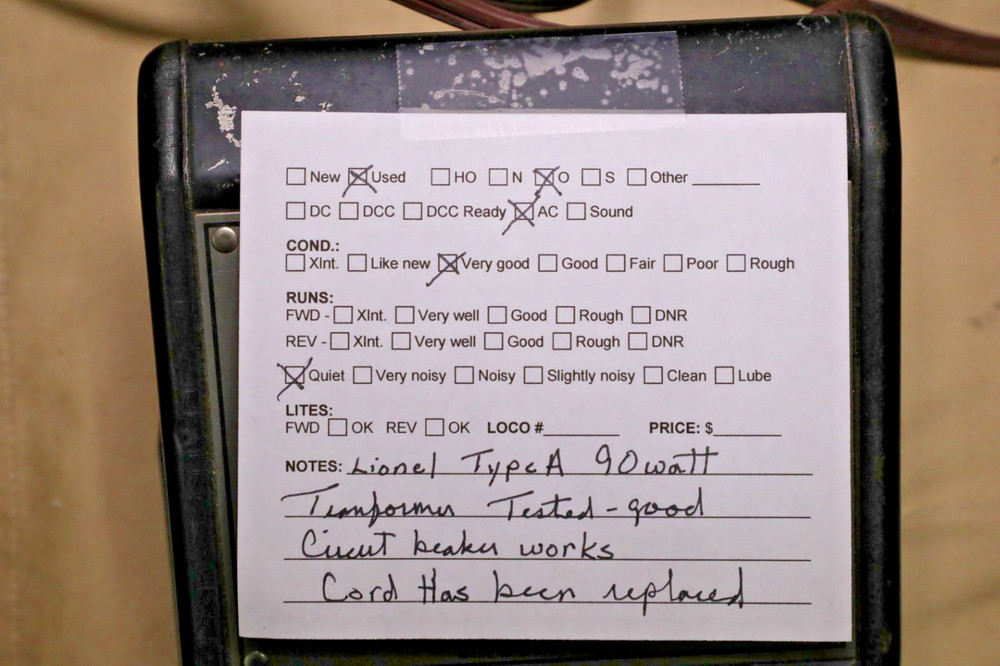 Lionel Type A 90 watt Transformer Tested and works