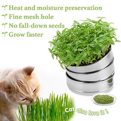 Stackable Stainless Steel Seed Sprouting Kit - 2-Tier Mesh Trays, Base & Lid