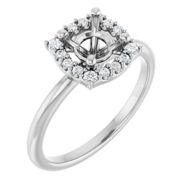 925 Silver 7mm Round Empty Ring Setting, Custom Engagement Ring Mount for Her