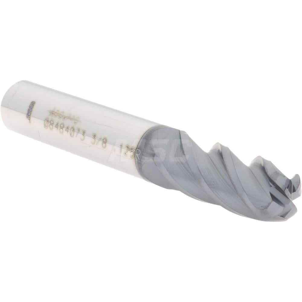 Accupro 3/8" Diam 4 Flute Single End Solid Carbide 1/8" Corner Radius End Mil...