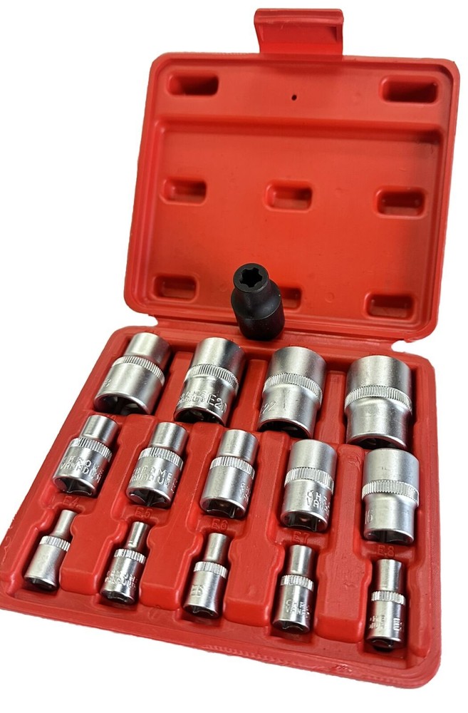 15pc 1/4” 1/2” 3/8” Dr Star E Socket Set & 5 teeth Tesla Battery Housing Removal