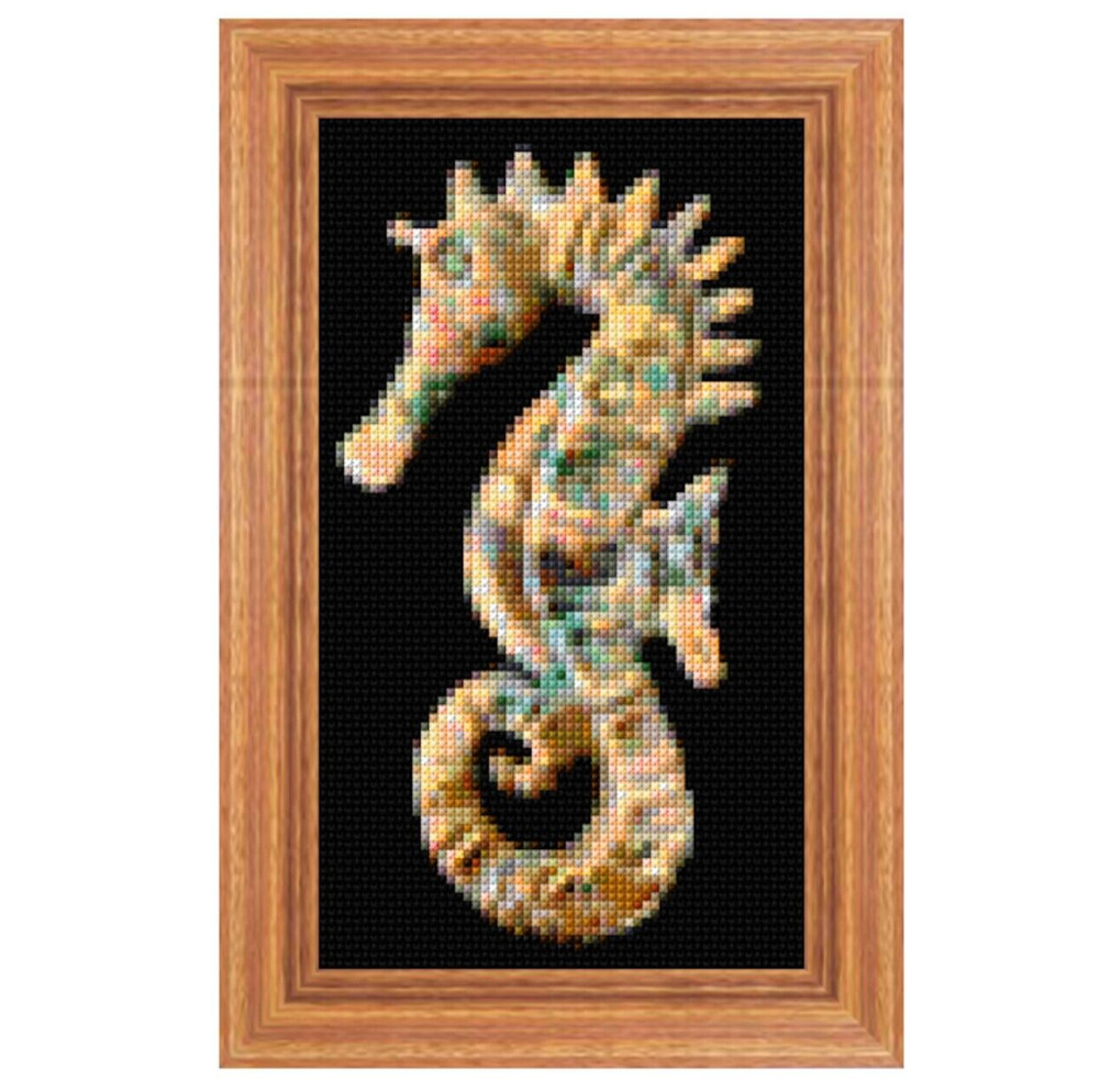 Rainbow Seahorse Cross Stitch Pattern + Photo - ADVANCED Level, SMALL Design