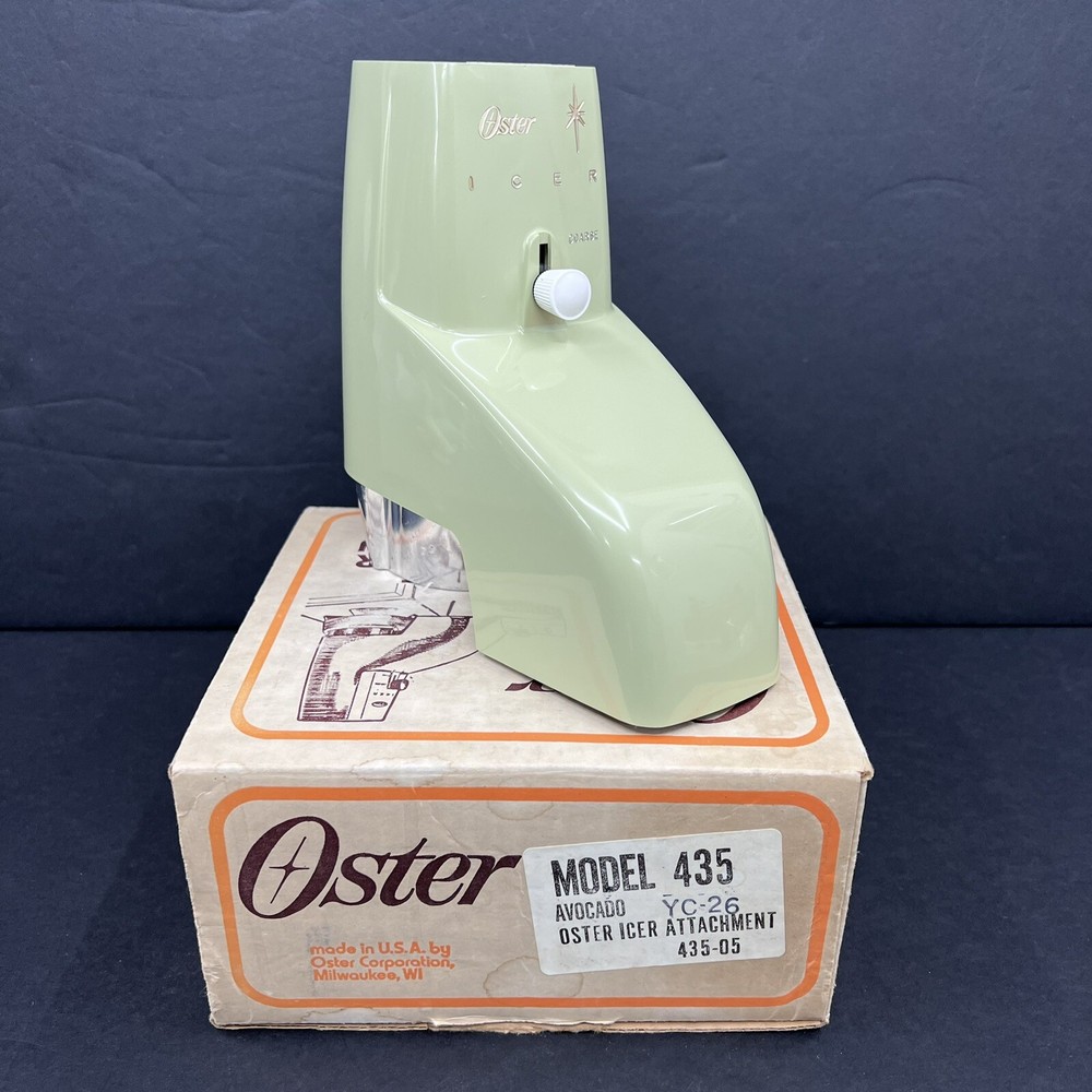Vintage Oster Icer Ice Crusher Accessory in Box Avocado Model #435