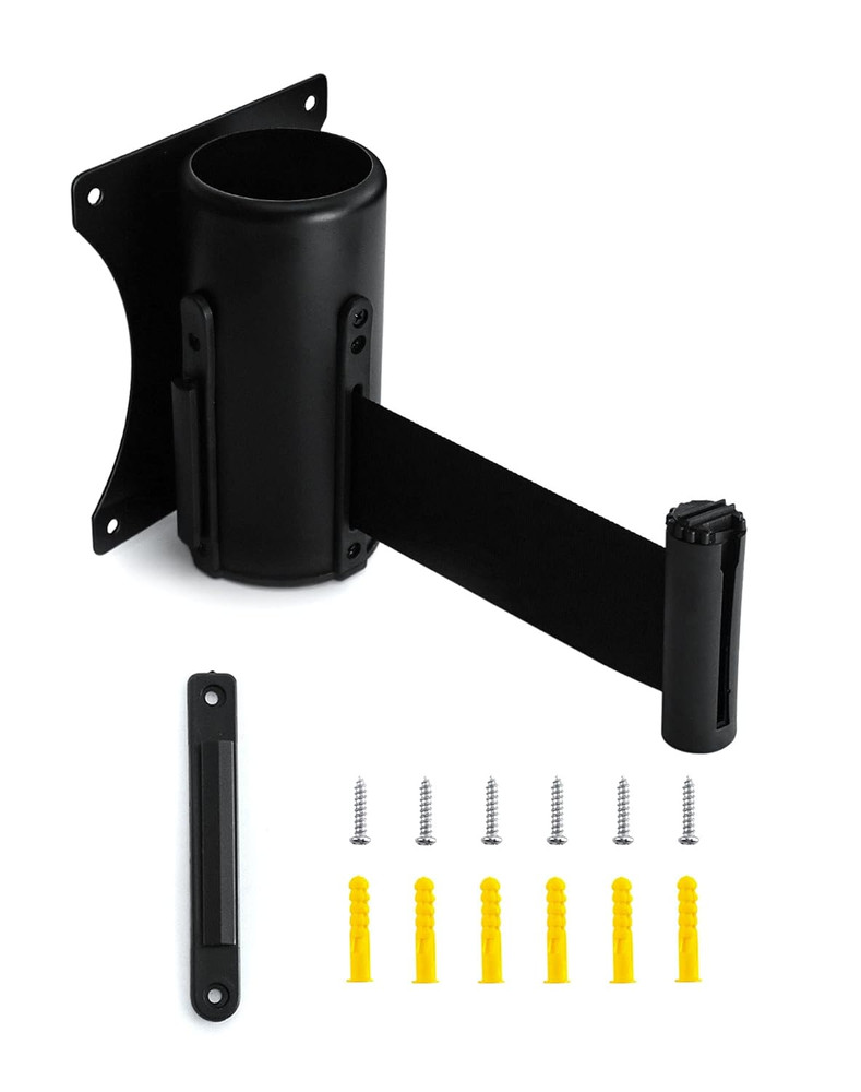 Wall Mounted Retractable Belt Barrier, Crowd Control Wall Barrier with 10' Belt