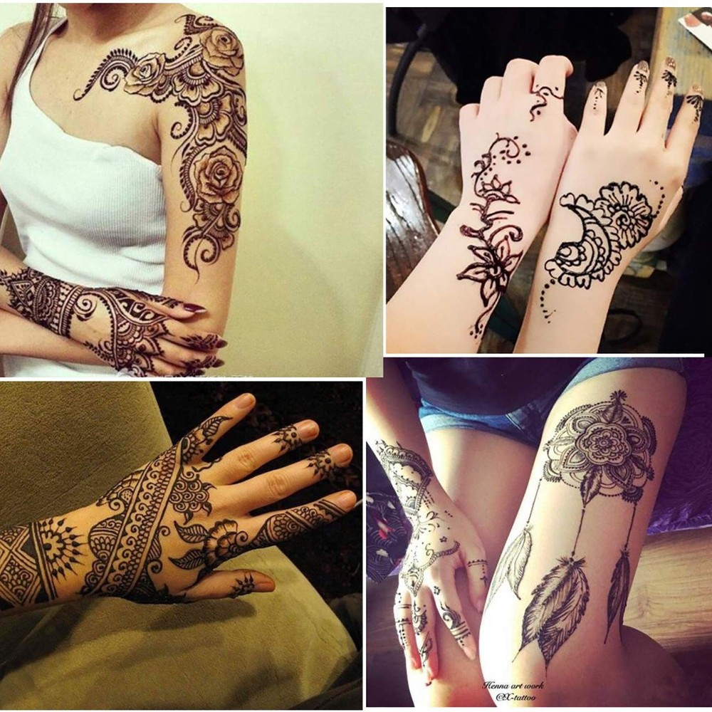 Temporary Tattoos Kit, Yomagine Semi Permanent Type 1, Black, Brown, Red