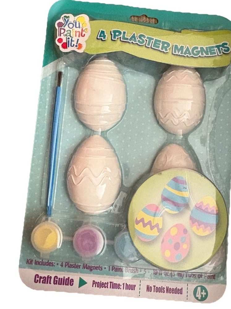 NEW Vtg Paintable Plaster Easter Magnets Kit Eggs