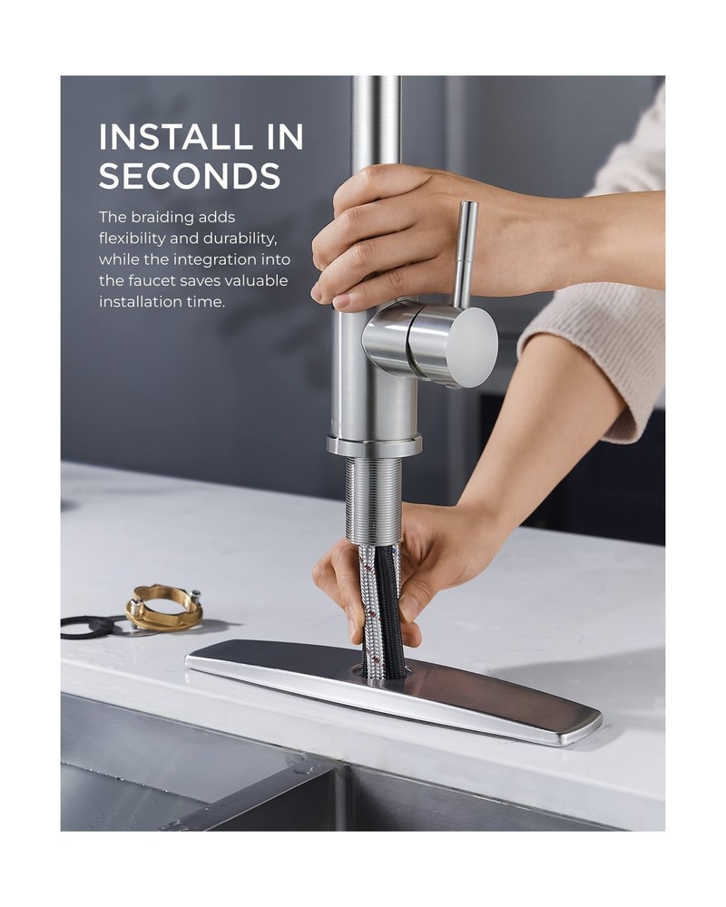 FORIOUS Kitchen Faucets with Pull Down Sprayer, Brushed Nickel, High Arc Sing...