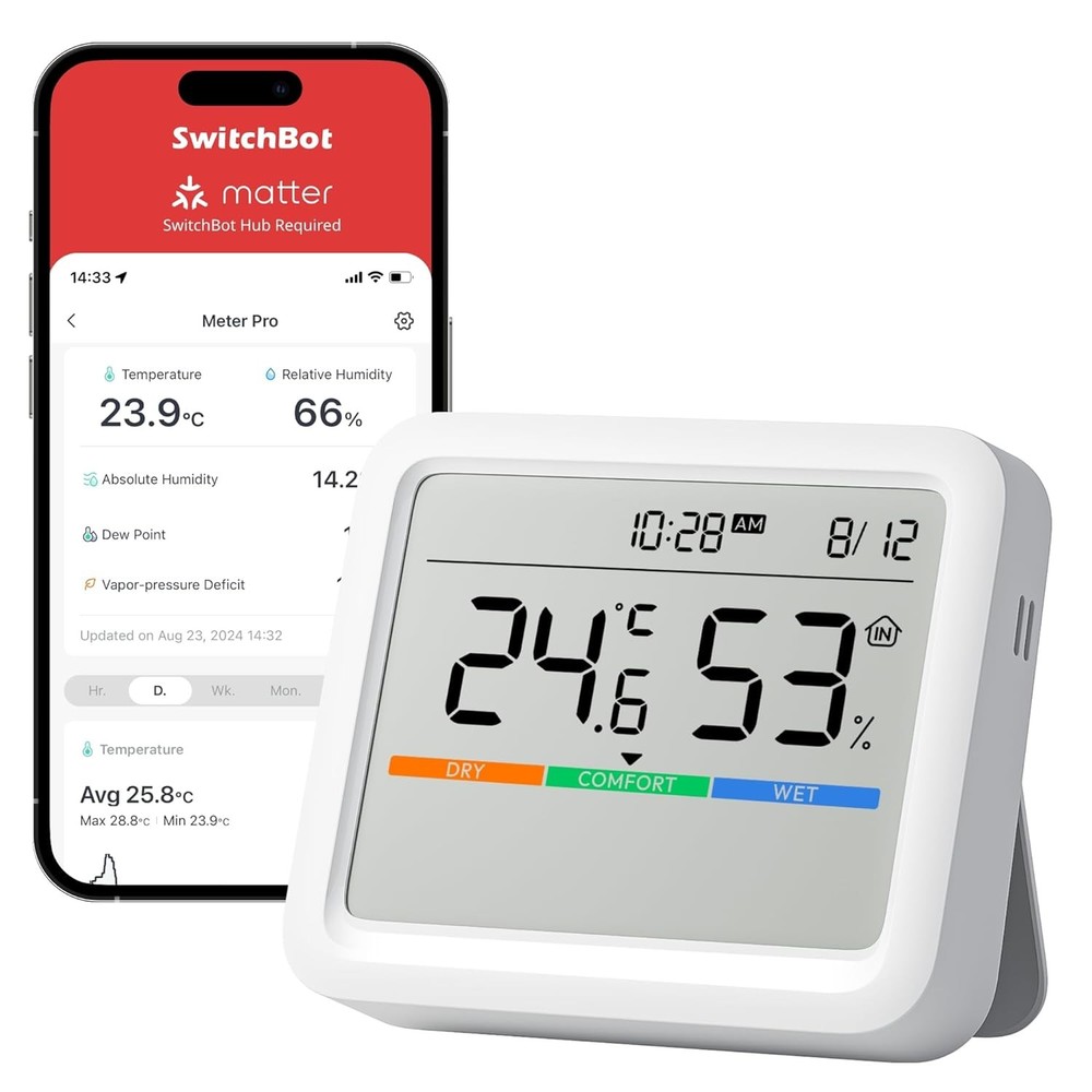SwitchBot Meter Pro, Digital Hygrometer & Thermometer - White