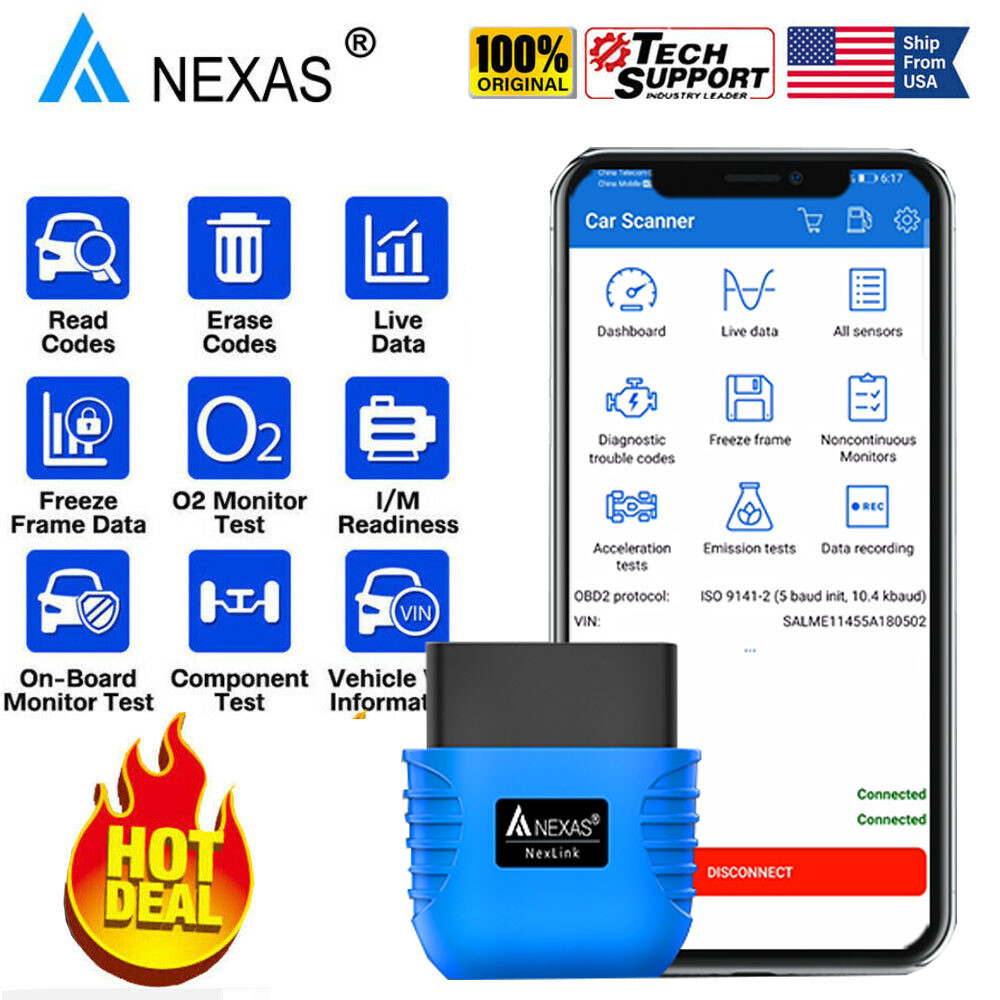 Bluetooth Code Reader OBD2 Scanner Car& Motor Check Engine Fault Diagnostic Tool