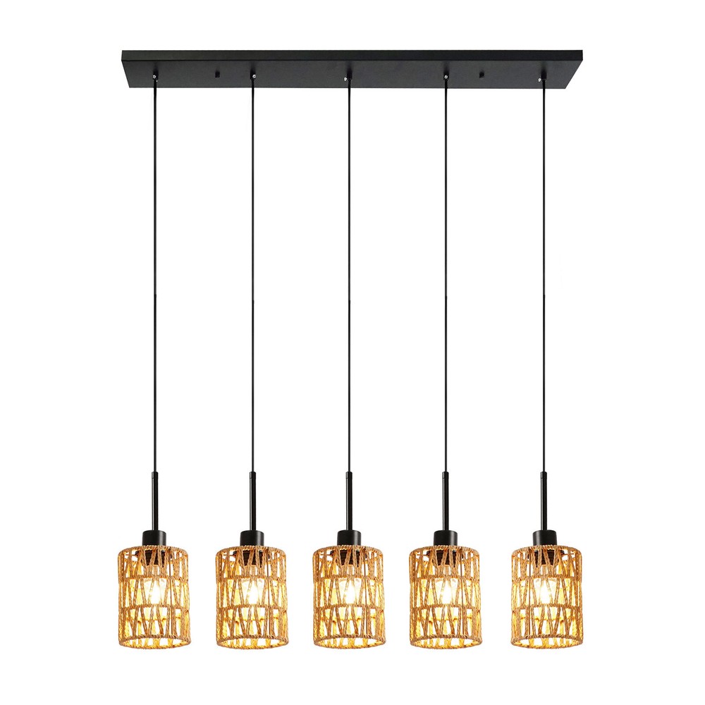 Pendant Light, 5-Light Pendant Lamp, Height Adjustable Hanging Ceiling Light
