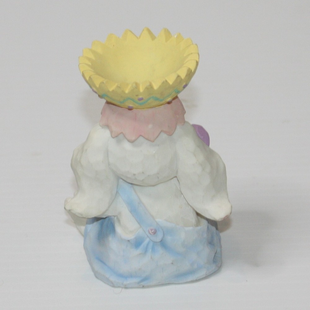 Decorative Hand Painted Ceramic Easter Bunny Artist Figurine Egg Holder Decor