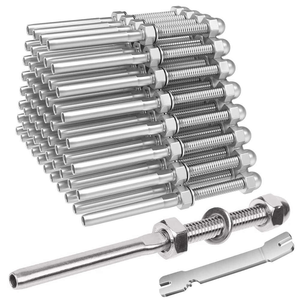 50 Pack Cable Railing Swage Threaded Stud Tension End Fitting Terminal for 1/8"