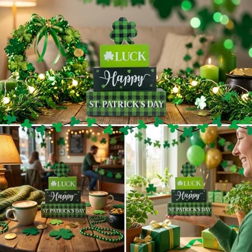 St. Patrick's Day Decorations, 4 Pcs Wooden St. Patrick's Day Table