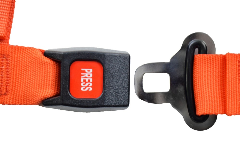ORANGE OFF ROAD 2" PUSH BUTTON V MOUNT HARNESS 3 POINT BUGGY BELT