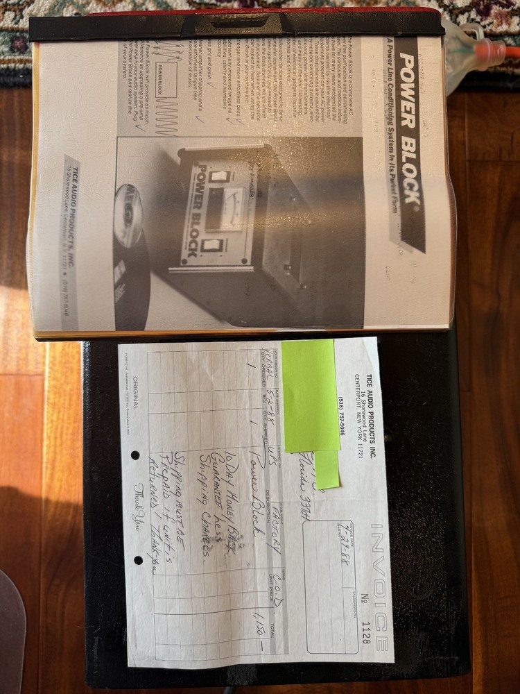 TICE AUDIO POWER BLOCK Power Line Purification /Conditioning System w/Documents