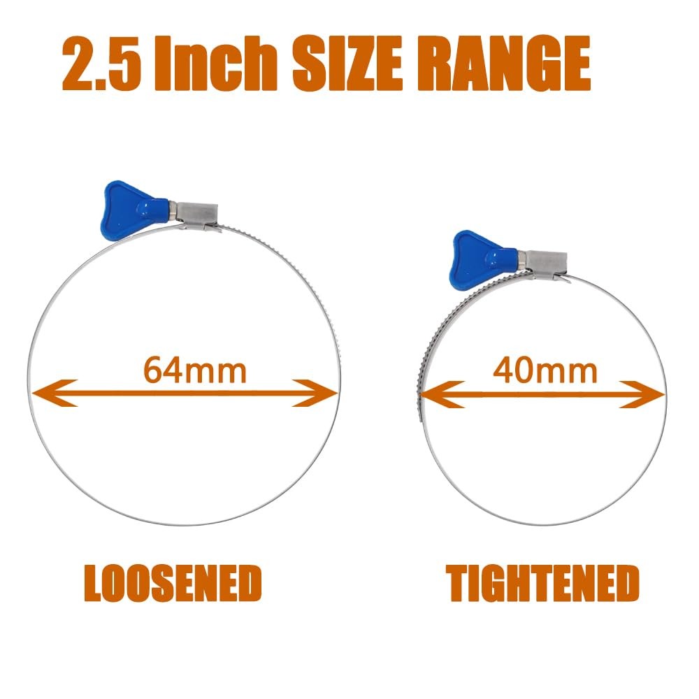 ISPINNER 4pcs 2.5 Inch Key-Type 304 Stainless Steel Worm Inch, Silver